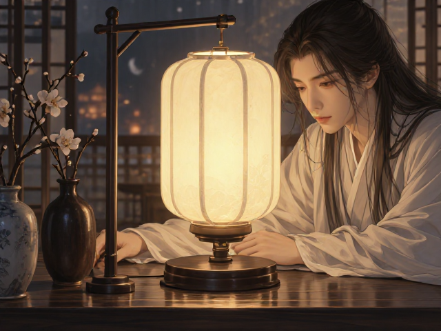 中式可调光台灯，300-500lm低亮度护眼，营造静谧禅意氛围