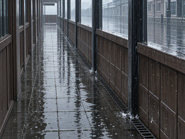 走廊通道雨天排水防溅设计，打造标准人行通道不湿鞋
