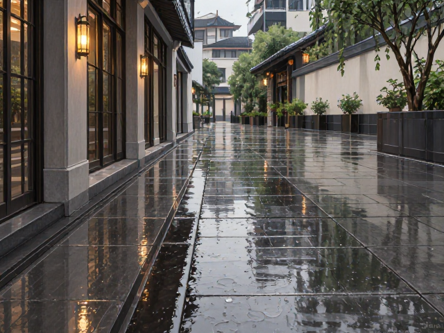 走廊通道协调庭院铺装，雨天排水防溅设计指南