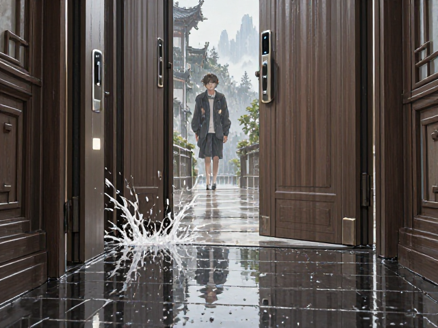 走廊雨天排水防溅，自动感应开启智能门解决方案
