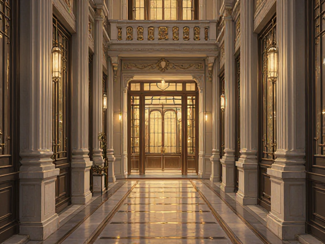 欧式古典风走廊设计，细节呼应建筑立面，打造高颜值入户通道