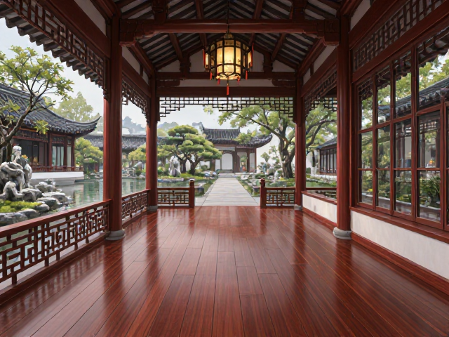 江南园林风现代简约空间,红木胡桃木色演绎东方雅韵