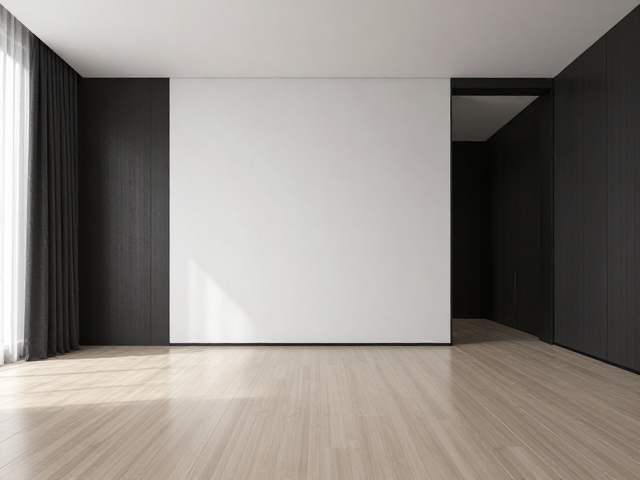 现代轻奢风装修,浅色系实木地板搭配黑白灰极简美学