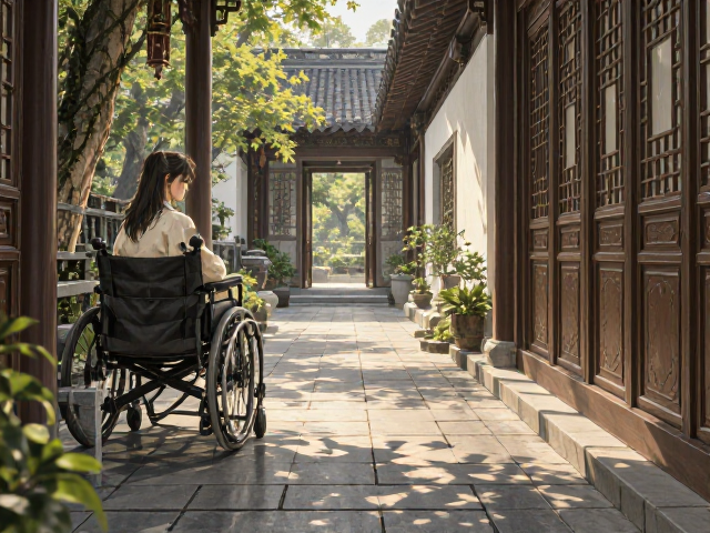 新中式庭院走廊通道设计，兼顾无障碍通行与美学，打造舒适居家动线