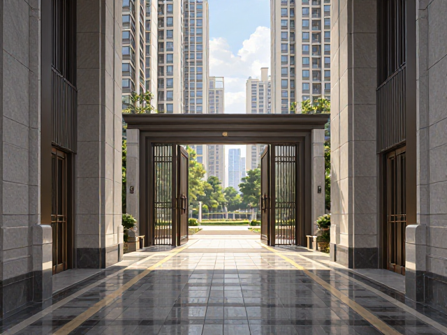高层住宅公共区域改造,走廊通道与宽敞景观大门设计灵感