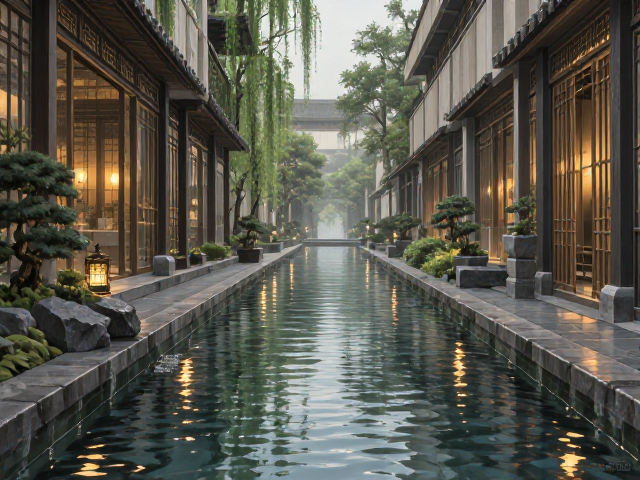 走廊通道结合水景布局,打造静谧空间,高效隔音降噪指南