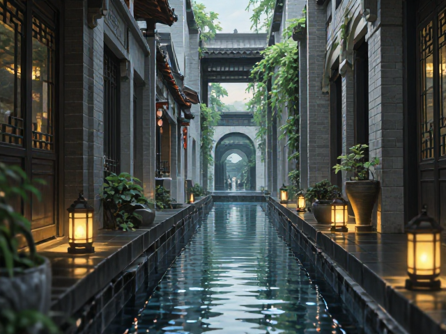 走廊通道结合水景布局,打造静谧空间,高效隔音降噪指南