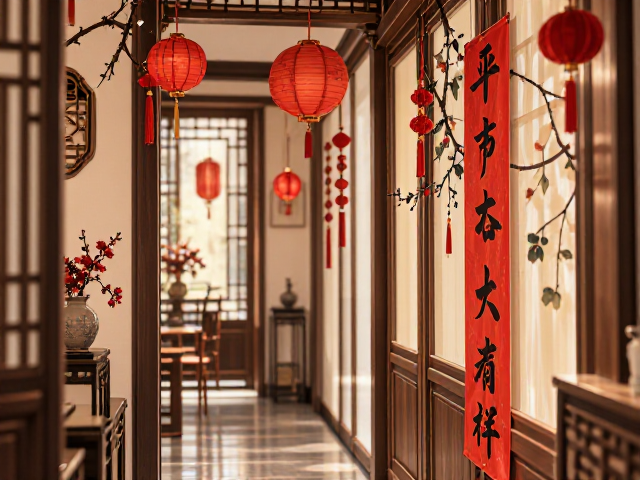 新中式走廊节日装饰挂载灵感，打造雅致家居氛围