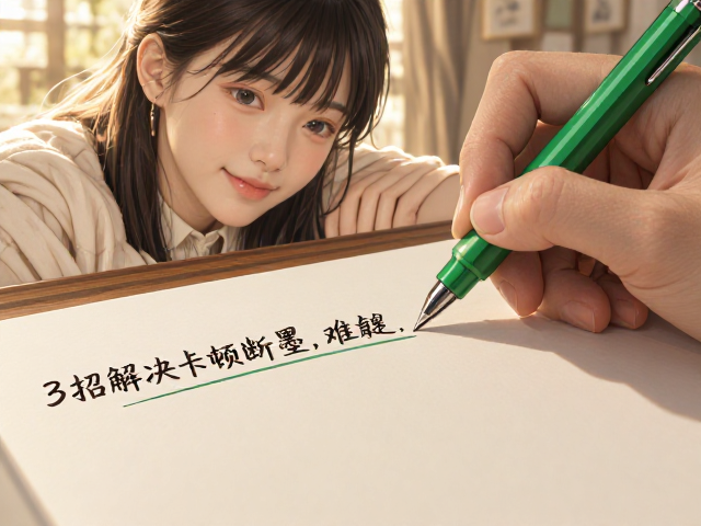 0.5mm绿色中性笔书写不畅？3招解决卡顿断墨难题