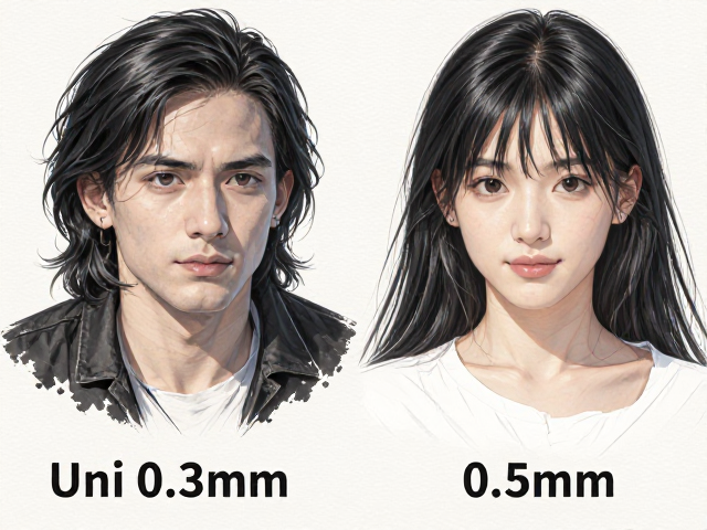 三菱Uni 0.3mm与0.5mm对比,哪款更色泽浓黑?