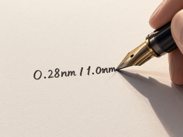 0.28mm与1.0mm笔尖在粗糙纸面表现，墨量稳定可控实测