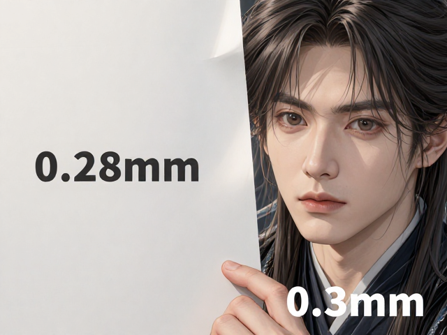 0.28mm与0.3mm薄纸对比，0.28mm边缘整齐平滑，0.3mm易透需避坑