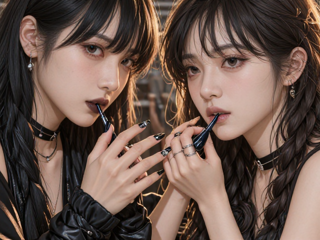 黑色叠涂创意DIY，小众高级感美甲教程，打造暗黑风指尖艺术