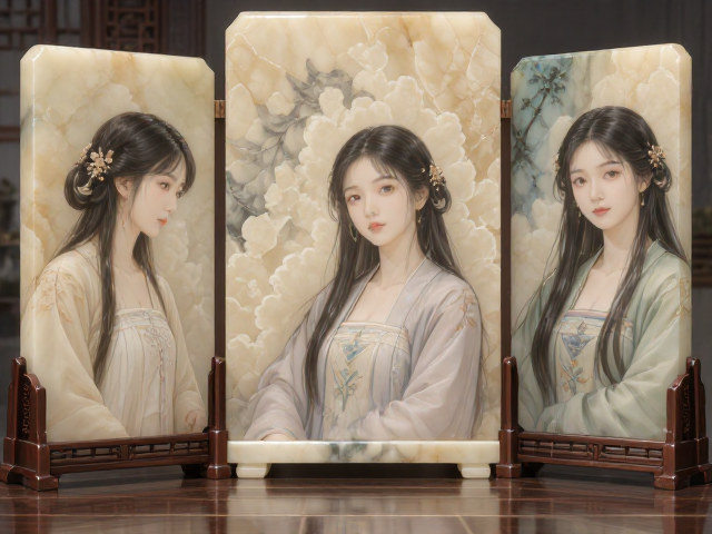 寿山石镶嵌架几插屏，画面装饰性强，尽显东方雅韵与收藏价值
