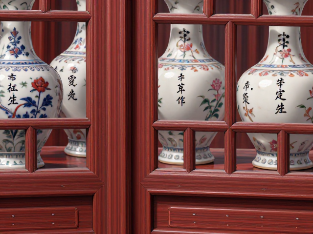红木配仿古白瓷构件，釉上彩点缀东方雅韵