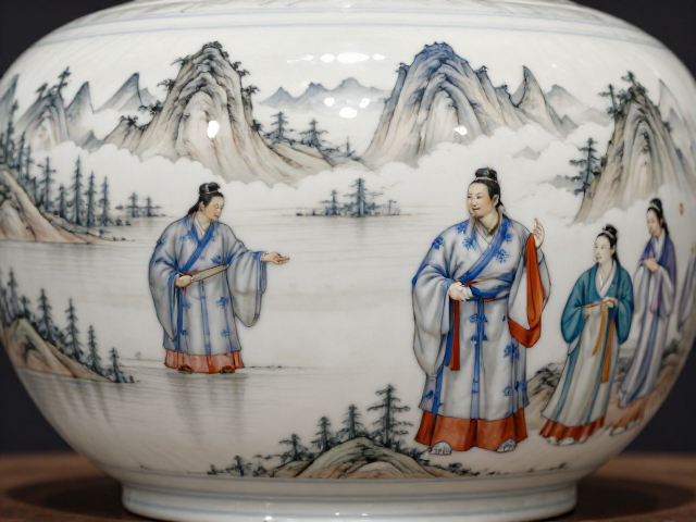 仿古白瓷构件鉴赏，山水人物款识细节解析与价值评估