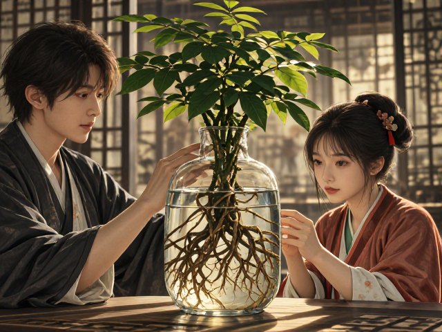 幸福树玻璃水培瓶,中式古典美学养植指南