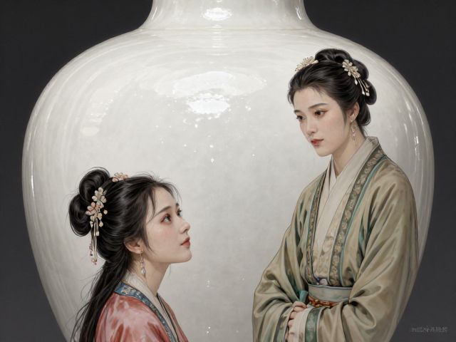 仿古白瓷构件釉下彩赏析，素瓷清雅之美，古韵新风引流量