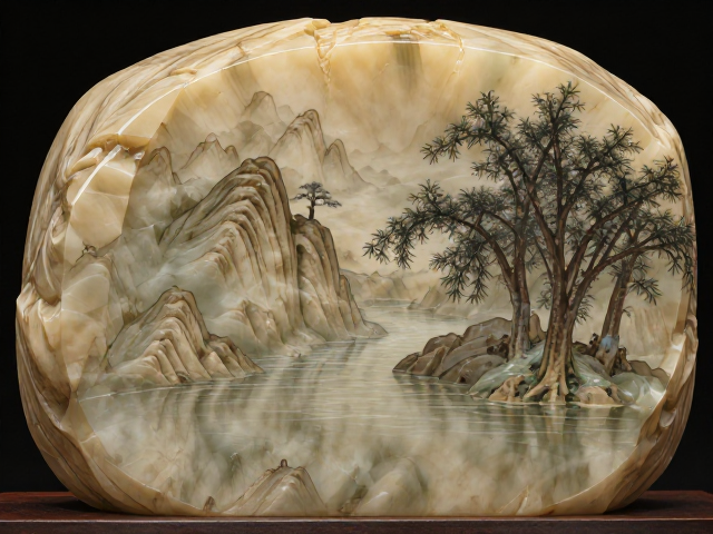 苏作精巧寿山石山水纹镶嵌，匠心独运的艺术珍品
