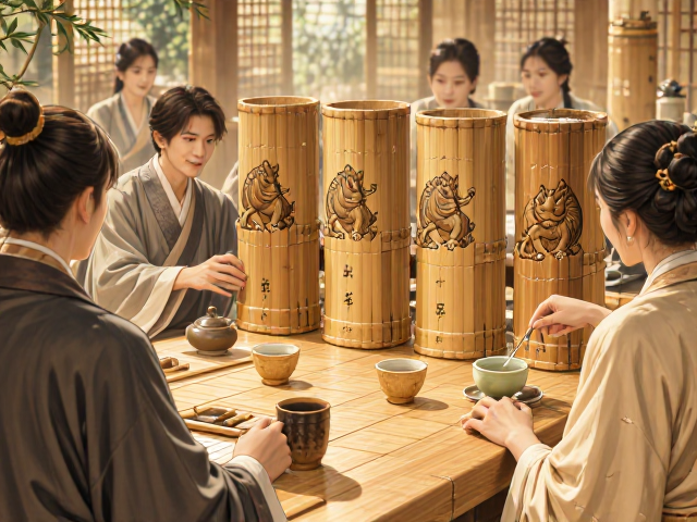 竹制茶具与茶宠雕刻赏析,竹木茶道六君子搭配茶艺表演指南