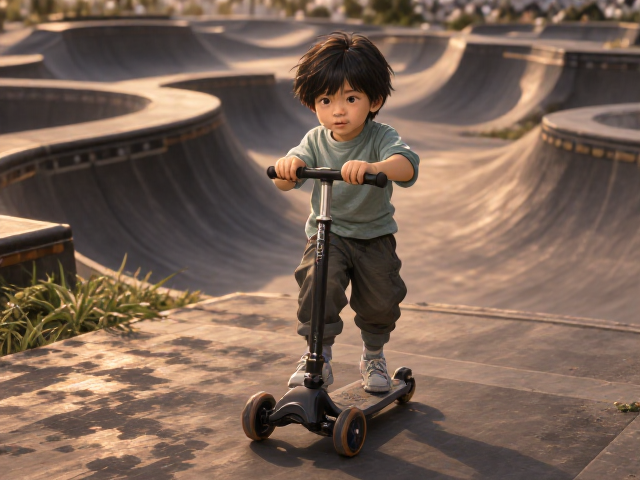 小童轻量化滑板车推荐，自动调节前后位置，轻松驾驭初级道具体验