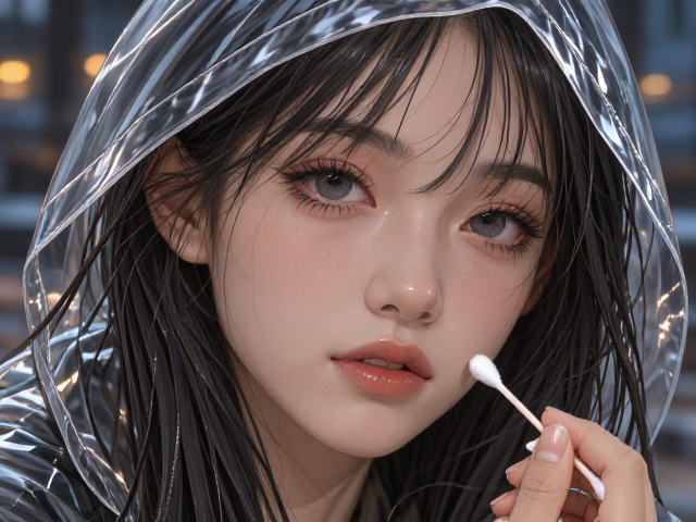 棉签精修打造精准眉眼轮廓