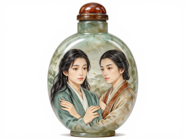 玉石天然原色缠丝纹内画鼻烟壶,文玩鉴赏与价值解析