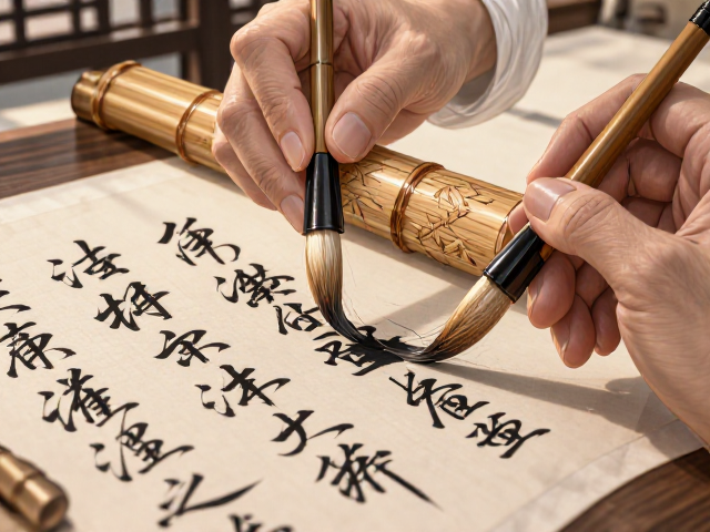羊毫配竹刻，行草书法的笔墨韵味与创作技巧详解