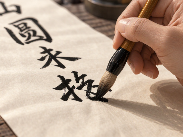 长锋毛笔写行草大字,圆转笔法技巧与选笔指南