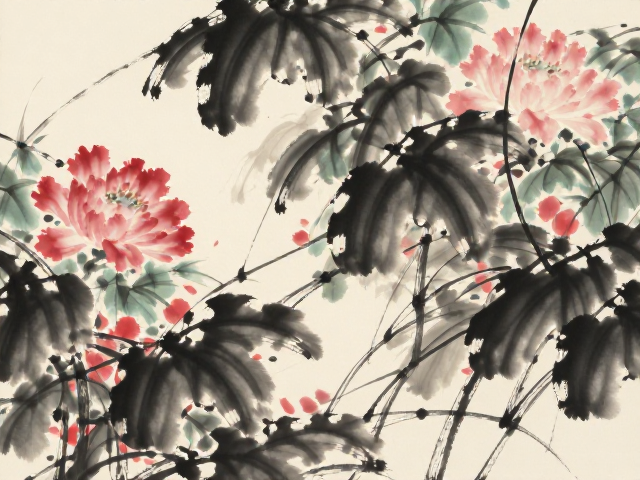 张大千花鸟画点染技法解析，水墨晕染的艺术魅力