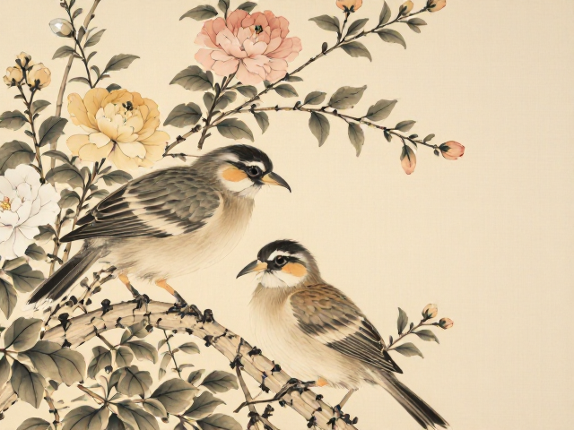 花鸟手卷勾勒技法详解，传统水墨画的线条美学与临摹指南