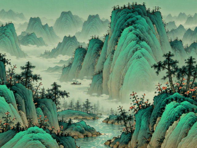青绿山水花鸟画留白技法，传统美学意境与收藏价值解析