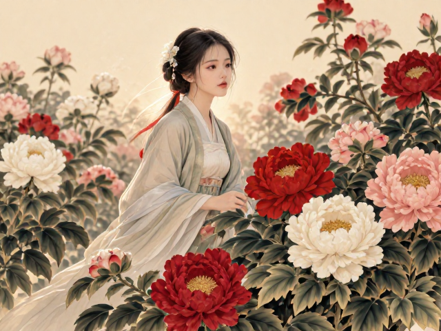 张大千花鸟画AI渲染，高清数字艺术重现，感受东方美学新魅力