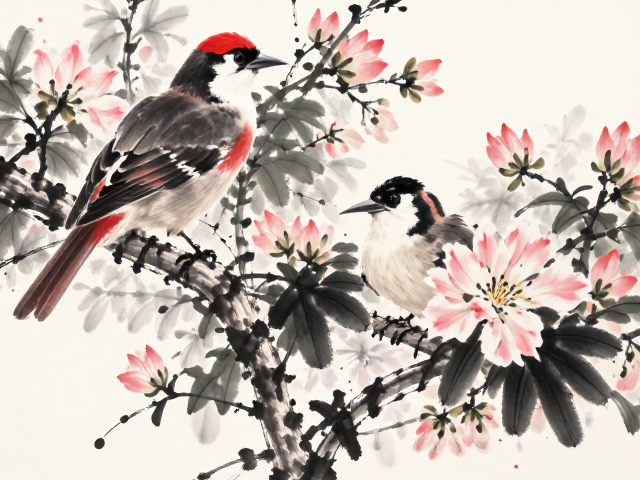 花鸟泼墨画中的留白艺术,意境营造与技法解析