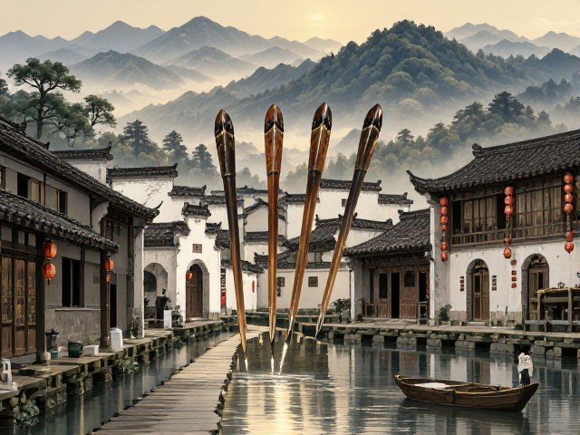 歙县水玉坑名家湖笔,尖齐圆健四德兼备,文房雅器首选