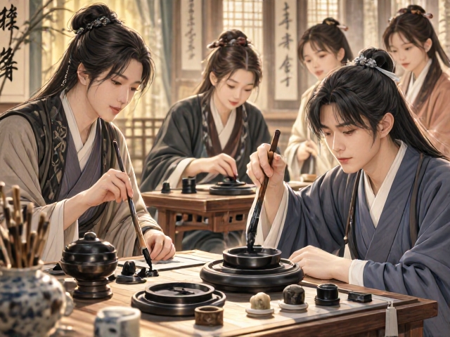 湖笔吸墨足,名家作品与稀有石品鉴赏