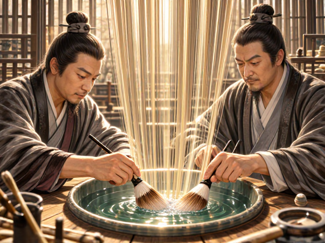湖笔制作揭秘,观帘纹与水盆操毛的精湛工艺
