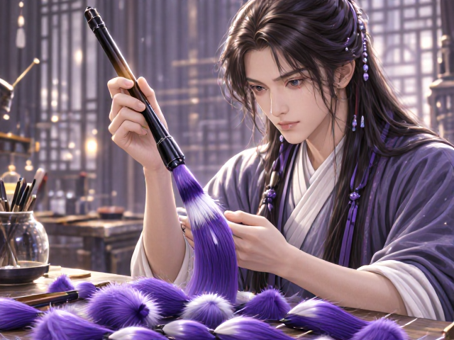 纯紫毫择毫拨绒理毛,揭秘顶级毛笔制作核心工艺