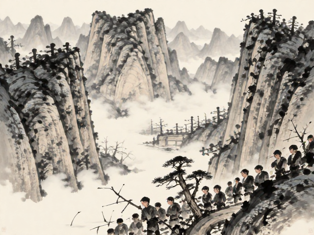 笔锋分叉是败笔?巧用枯笔技法,画出山水画的极致意境