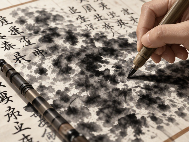 松烟墨汁抄写经卷,如何渗入纸背显古韵?