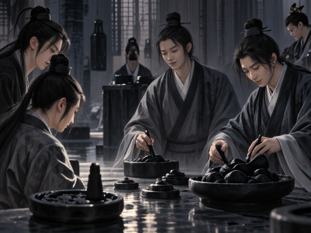深黑乌黑,唐代制墨技艺揭秘,浓淡干湿变化尽显水墨灵魂