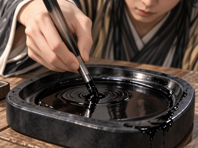 砚台定期清洗保黑亮,研磨前摇匀墨汁更顺滑
