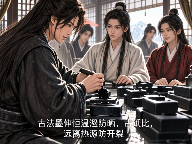 古法墨需恒温避光防晒，远离热源防开裂
