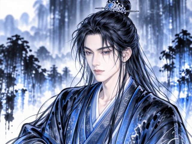 蓝黑墨汁工笔人物，始于秦汉的千年传承与视觉美学解析