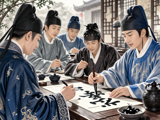 明清名家浓淡调配秘籍，蓝黑墨汁书法创作技巧