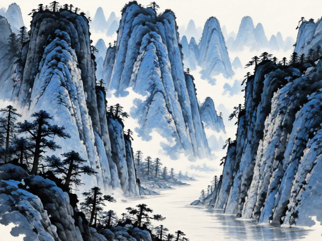 蓝黑墨汁水墨山水，详解墨分五色技法与创作灵感