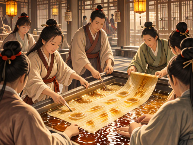 手工抄造,染色浸渍,压榨脱水,揭秘传统纸张古法工艺全流程