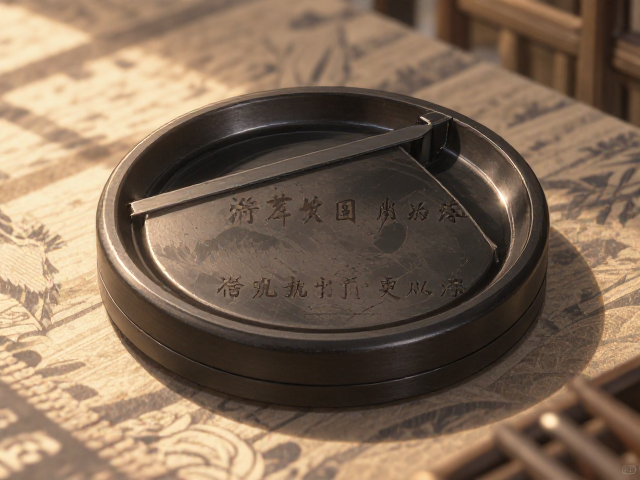 小号便携圆形砚台,分格墨池设计,出行书写更从容