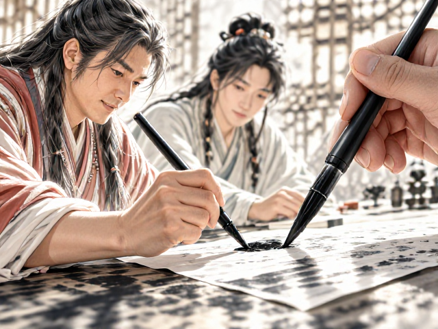 国画创作者必看，红星宣纸配古法松烟墨，显色通透不洇墨