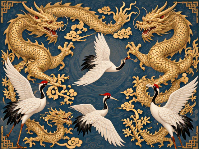 龙凤纹方胜纹百鹤图,传统吉祥纹样寓意解析与文化价值